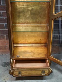 Fine Gilt Finished Weiman Lighted Curio Cabinet