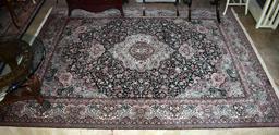 Fine Black & Red Heriz Hand Knotted Wool Rug