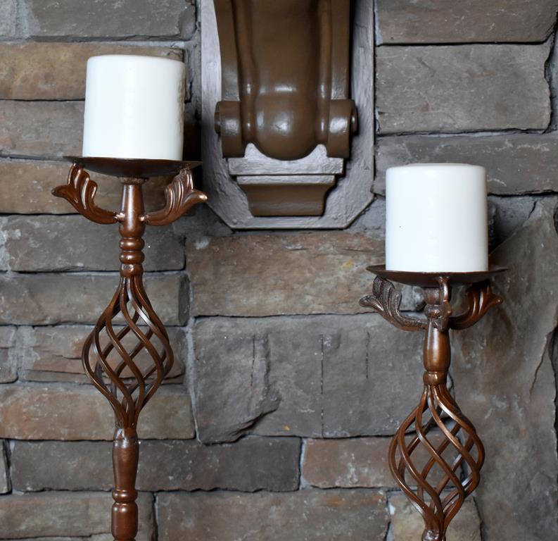 Pair of Metal Hearth Candle Sticks