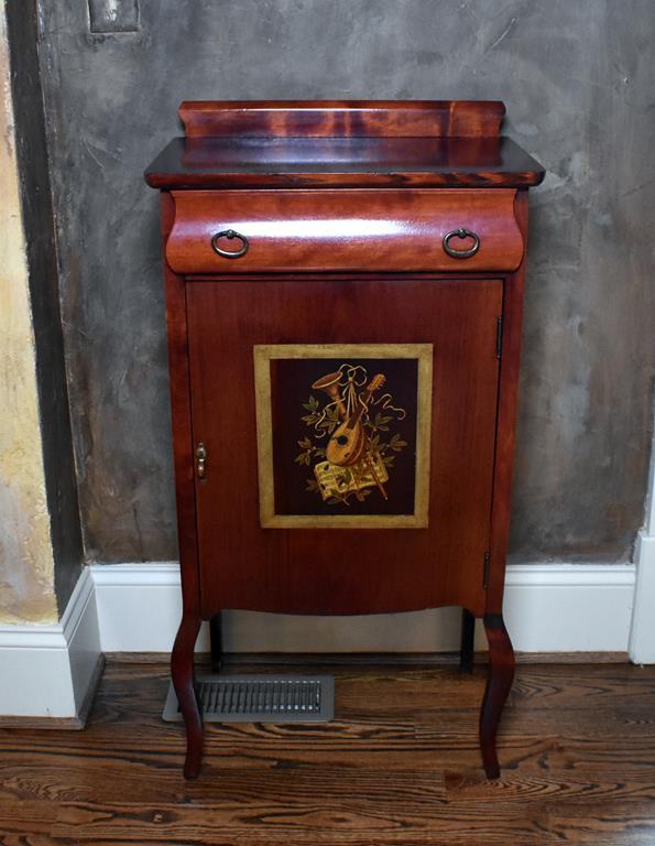 Elegant Contemporary Music Cabinet with Mandolin & Horn Motif