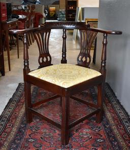 Fine 19th C. Carved Walnut Corner Chair