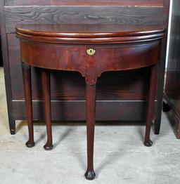 19th C. Mahogany Gateleg Folding Game Table with Pad Feet