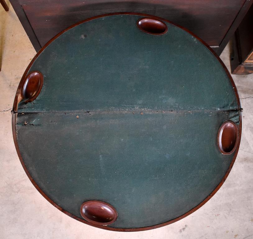 19th C. Mahogany Gateleg Folding Game Table with Pad Feet