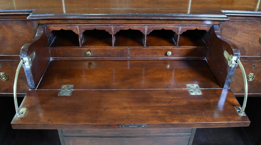 Antique Edwardian Mahogany Sideboard w/ Butler's Secretary, Brass Top Rail