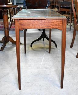 Antique Hepplewhite Style Mahogany Side Table w/ Glass Cover