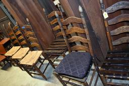 Set of Six Old Ladderback Chairs with Various Seats