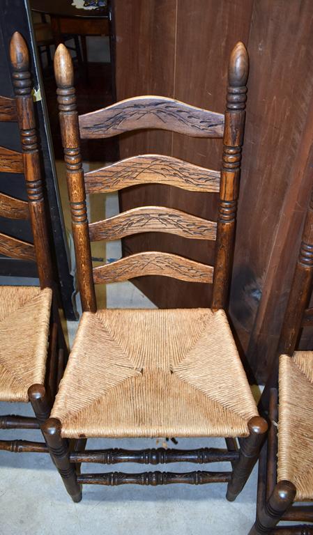 Set of Six Old Ladderback Chairs with Various Seats