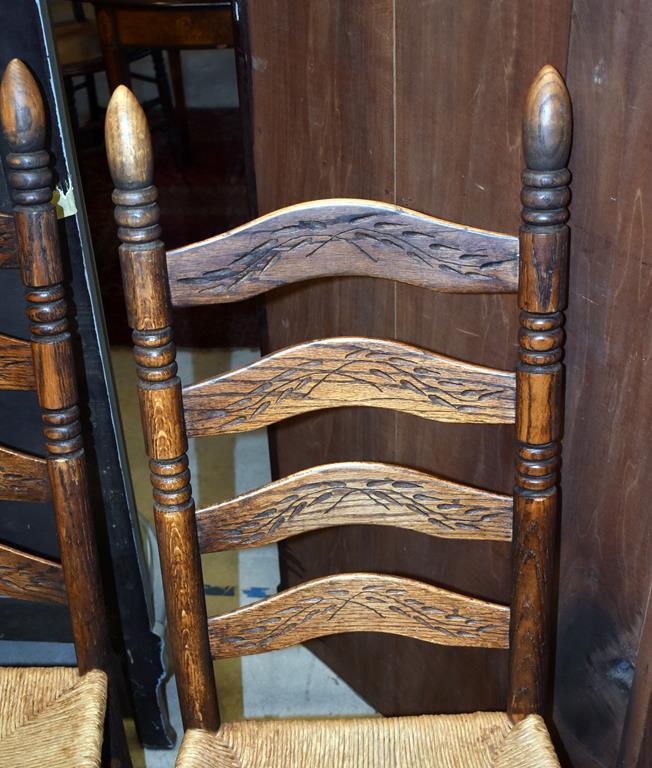 Set of Six Old Ladderback Chairs with Various Seats