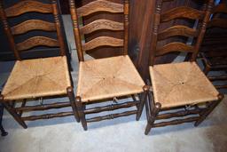 Set of Six Old Ladderback Chairs with Various Seats