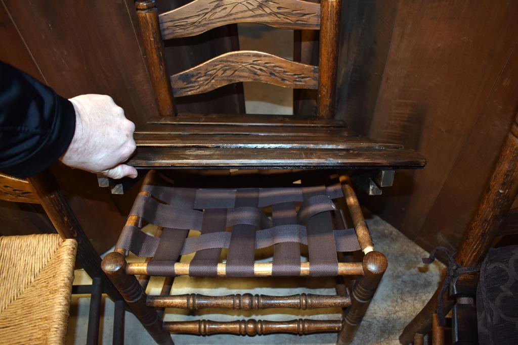 Set of Six Old Ladderback Chairs with Various Seats