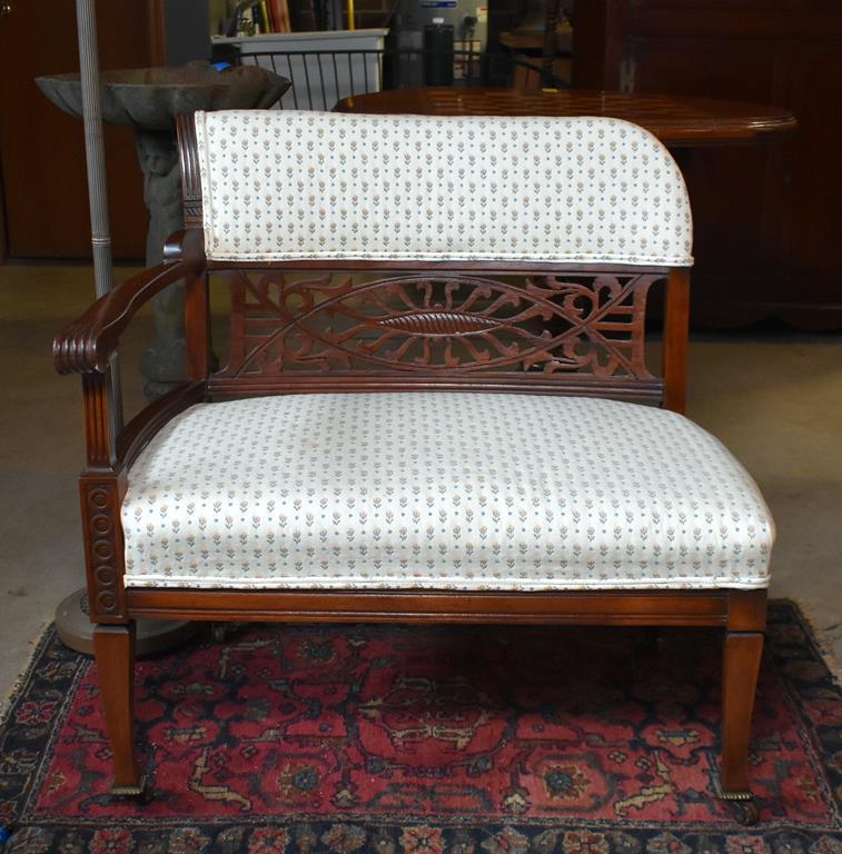 Mahogany Victorian Ladies Open Arm Settee