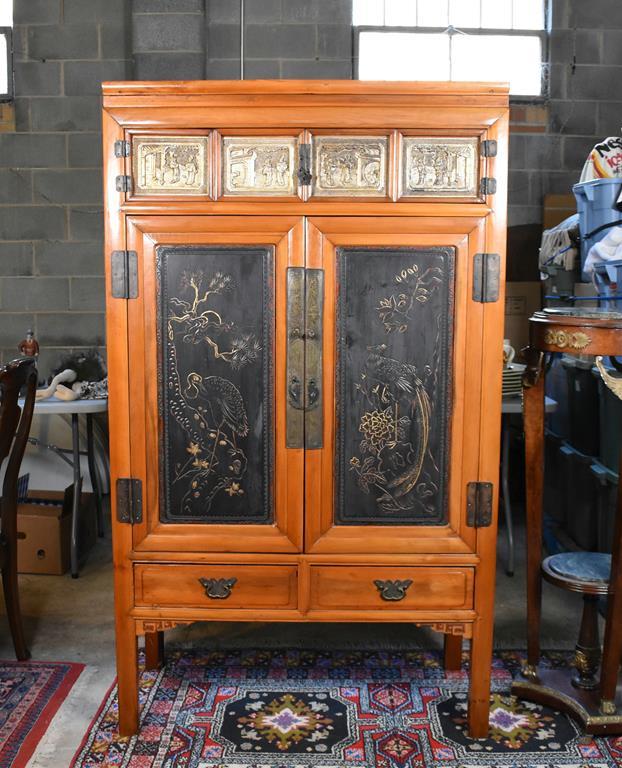 Beautiful Antique Oriental Hand Made Armoire