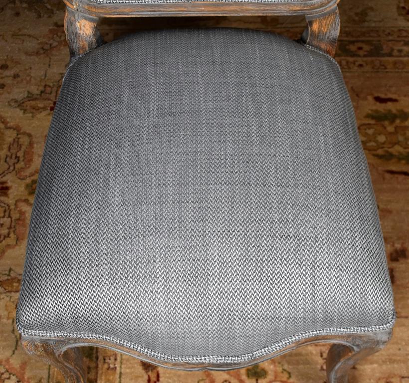 Pair of Contemporary Game Table Chairs w/ Custom Neutral Herringbone Upholstery