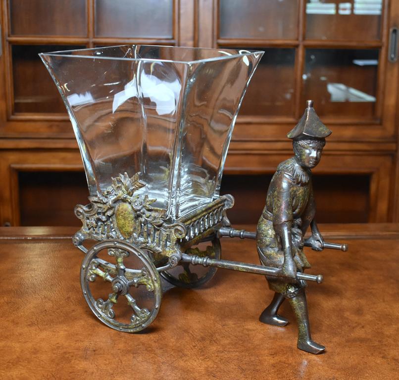 Castilian Imports Bronze Rickshaw Driver Executive Desk Vase