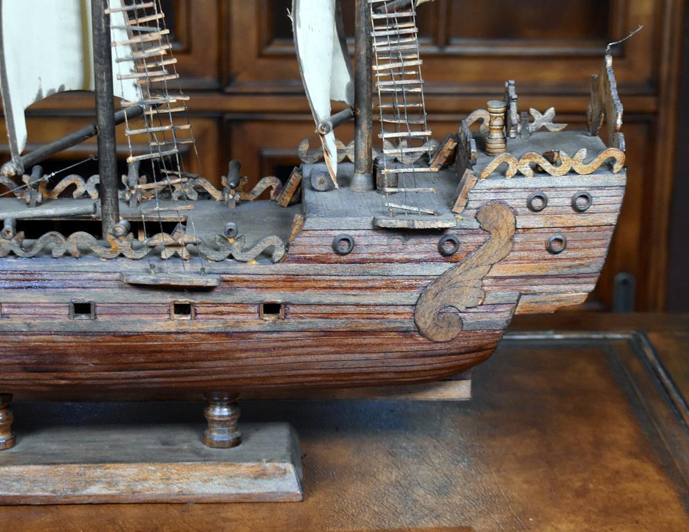 Hand Made Antique Wooden Sailing War Ship Model