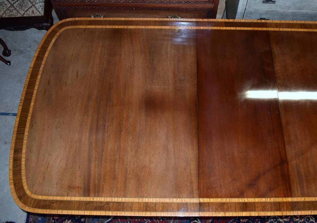 Sheraton Triple Banded Mahogany Dining Table / Conference Table, Hand Made by Scholte Furniture