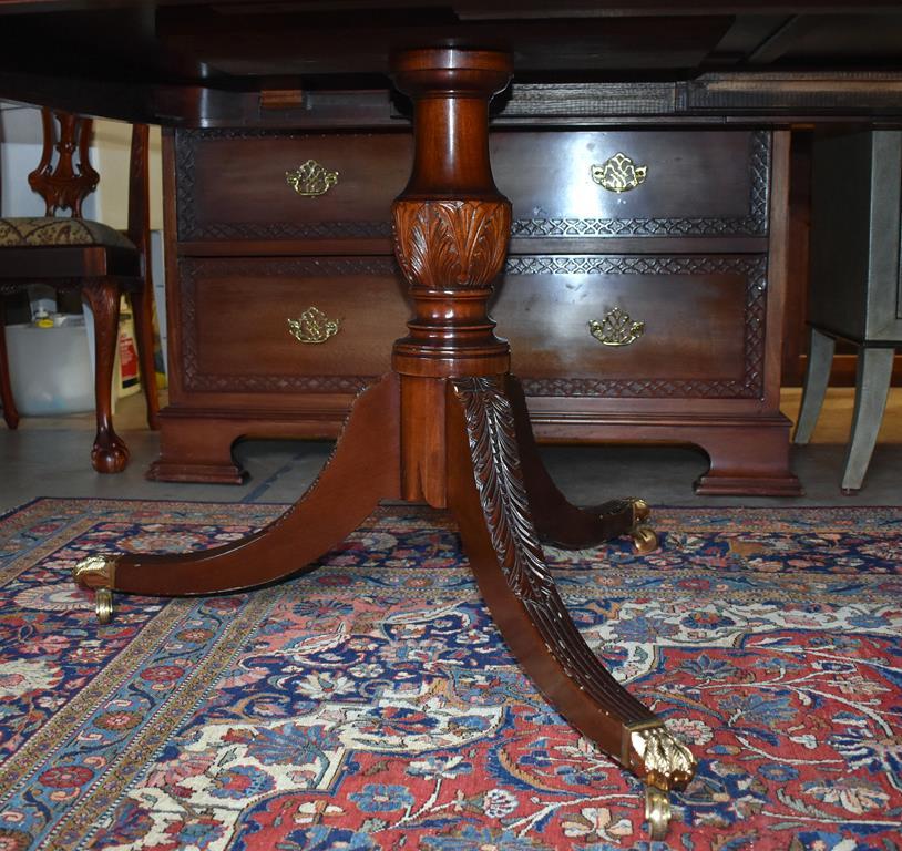 Sheraton Triple Banded Mahogany Dining Table / Conference Table, Hand Made by Scholte Furniture