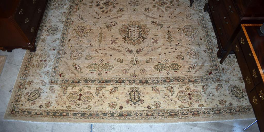 Exceptional Pakistani Hand Knotted Peshawar Wool Rug, 11' 10” x 17' 9”, Neutral Colors