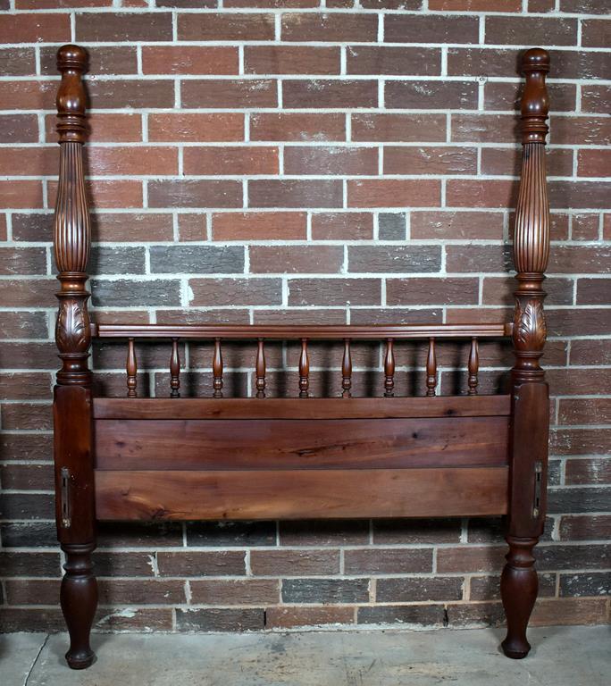 Antique Turned and Carved Walnut Full Bed Frame