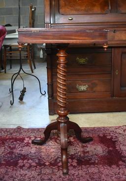 Antique Mahogany Writing Slope Box on Spiral Twist Turned Column Stand