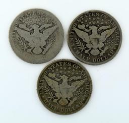 Lot of Five Circulated Silver Half Dollars: 1899 (3), 1935, 1969