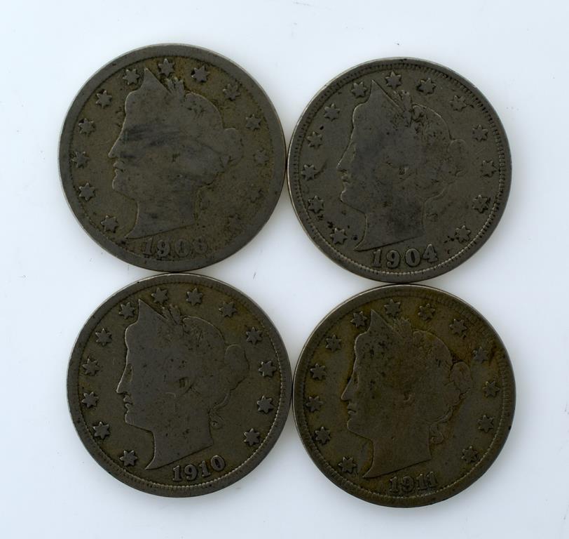 Lot of 25 Liberty Hd / Buffalo Nickels: 1901 (2), 1902, 1903, 1904 (2), 1905 (2), 1906 (3), 1907...