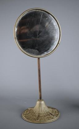 Antique Shaving Items: Mirror on Stand, Cup & Stand with Brush