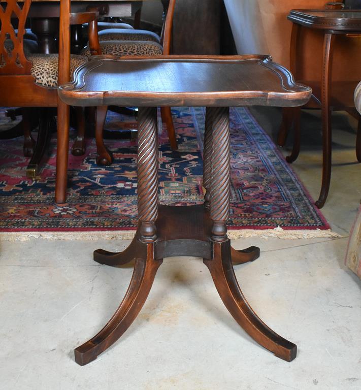 Vintage Mahogany Spiral Twist-Columned Side Table