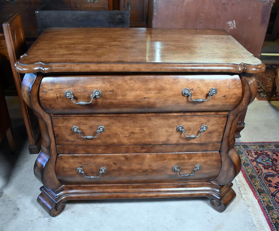 Contemporary Fruitwood & Oak Bombe Chest