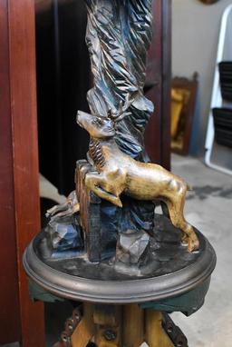 Unique Victorian Dog & Stag Motif Hand Carved Marble Top Stand