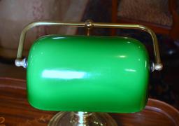 Vintage Green Glass Shade Banker's Lamp