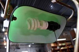 Vintage Green Glass Shade Banker's Lamp