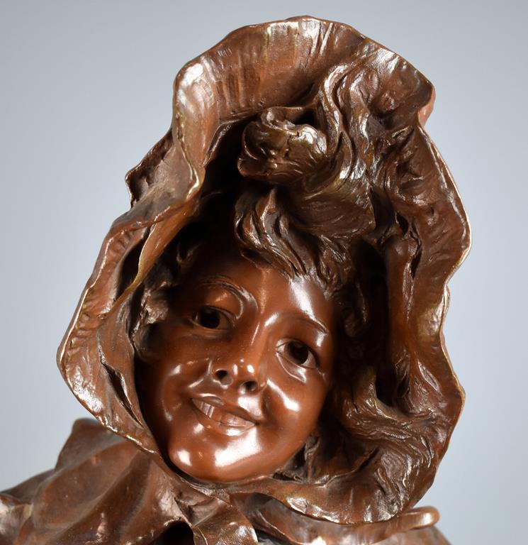 Georges van der Straeten (Belgian, 1856-1928) Belle Epoque Bust of a Lady, Bronze, Signed