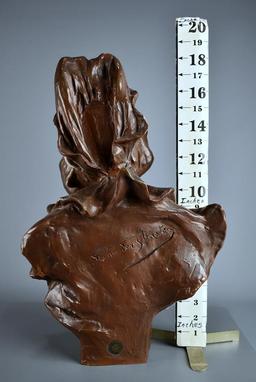Georges van der Straeten (Belgian, 1856-1928) Belle Epoque Bust of a Lady, Bronze, Signed