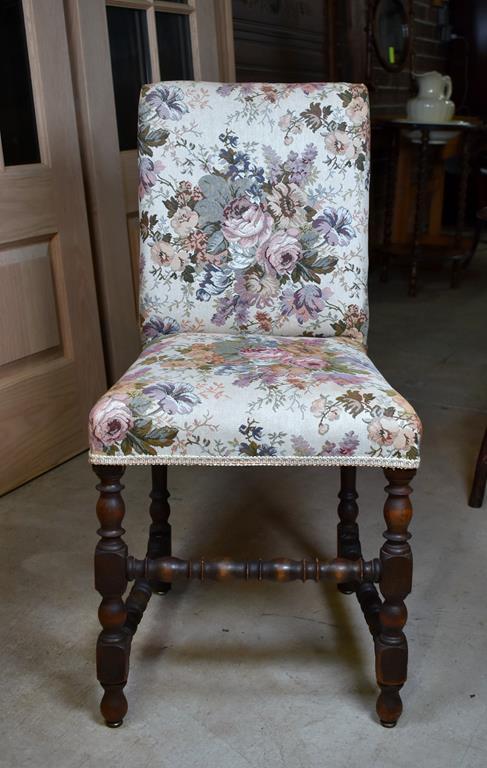 Vintage Side Chair with Updated Floral Upholstery