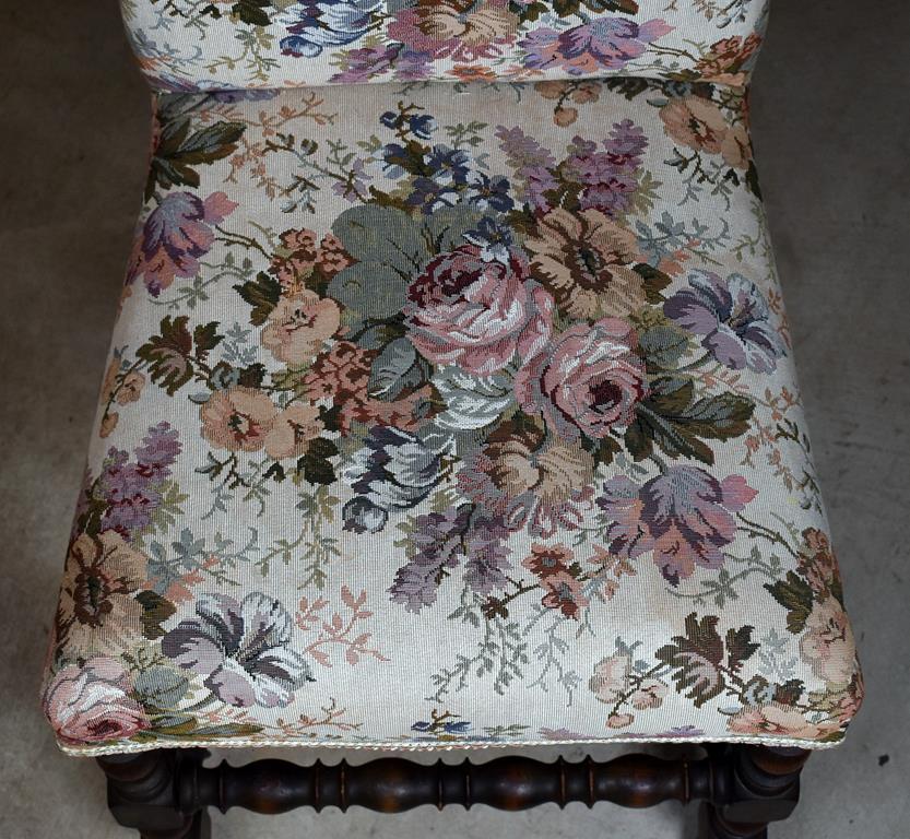 Vintage Side Chair with Updated Floral Upholstery