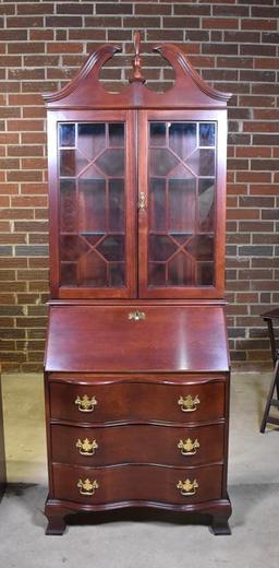 Mahogany Chippendale Drop Front Secretary with Book Hutch by Jasper Cabinet