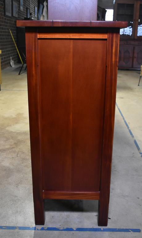 Mahogany Wine Bottle Cabinet with Drawer and Glass Rack