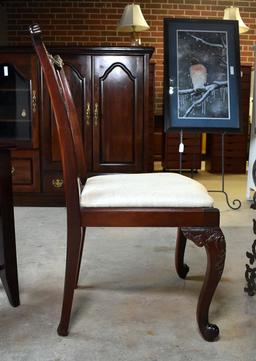 Chippendale Hall Chair with Ivory Brocade Upholstered Seat