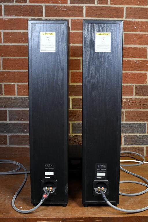 Pair of Infiniti Primus 250 Floor Tower 8 Ohm Stereo Speakers