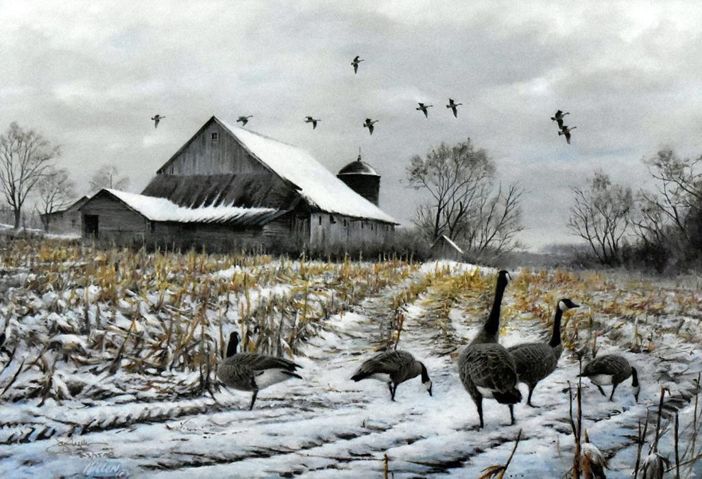 James H (Jim) Killen (Amer., 1934-  ) “Winter Refuge-Canada Geese”, Ltd. Ed. Print (23/75), Signed