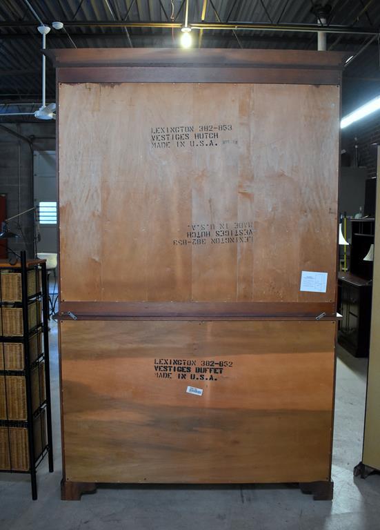 Beautiful Lexington Furniture Walnut “Vestiges” Buffet and Hutch (Two Pieces)