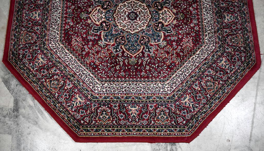 Octagonal Red, Blue, Cream Oriental Rug by Pasha, Turkey