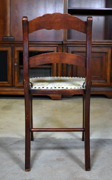 Four Victorian Mahogany Side Dining Chairs, Rose Carved Crest Rail, Stud Trimmed Seats