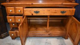 Vintage Knotty Pine Buffet with China Hutch
