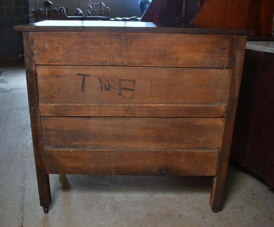 Antique Turn of 20th C. Oak Commode Cabinet with Caster Feet