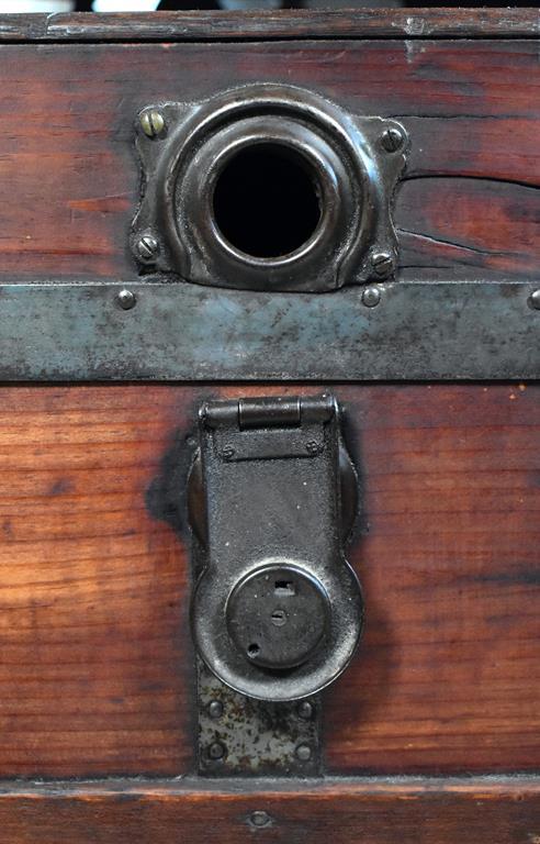 Handsome 19th C. Metal Banded Cedar Steamer Trunk