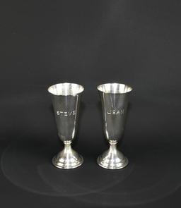 Pair of Sterling Cordial Cups by Gunnard Silver