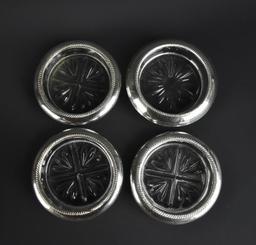 Wallace Sterling Silver 5.5” bowl and Four FB Rogers Sterling Silver Rimmed Glass Coasters