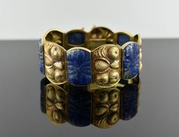 Estate 14K Rose Gold and Lapis Lazuli Link Bracelet